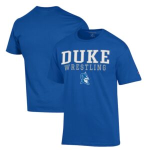 Men's Champion  Royal Duke Blue Devils Stacked Logo Wrestling T-Shirt