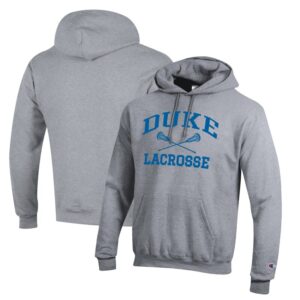 Men's Champion  Gray Duke Blue Devils Icon Logo Lacrosse Pullover Hoodie