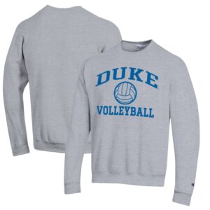 Men's Champion  Gray Duke Blue Devils Icon Logo Volleyball Pullover Sweatshirt