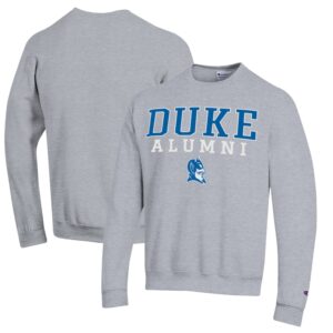 Men's Champion  Gray Duke Blue Devils Stacked Logo Alumni Pullover Sweatshirt