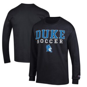 Men's Champion  Black Duke Blue Devils Stacked Logo Soccer Long Sleeve T-Shirt