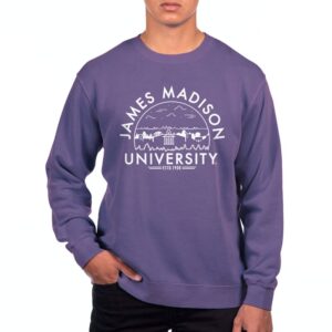 Men's Uscape Apparel  Purple James Madison Dukes Pigment Dyed Fleece Sweatshirt