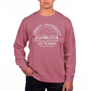 Men's Uscape Apparel Maroon Liberty Flames Pigment Dyed Fleece Sweatshirt