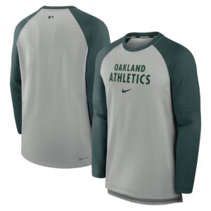 Men's Nike Heather Gray/Green Athletics Authentic Collection Game Time Raglan Performance Long Sleeve T-Shirt