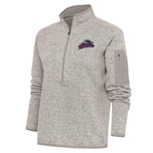 Women's Antigua  Oatmeal Scranton Wilkes-Barre RailRiders Fortune Half-Zip Pullover Jacket
