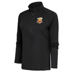 Women's Antigua  Charcoal Mississippi Braves Tribute Half-Zip Pullover Top