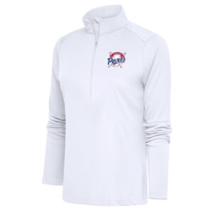 Women's Antigua  White Stockton Ports Tribute Half-Zip Pullover Top