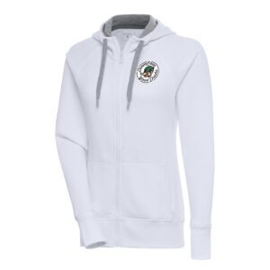 Women's Antigua  White Down East Wood Ducks Victory Full-Zip Hoodie