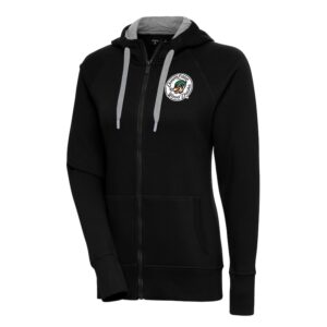 Women's Antigua  Black Down East Wood Ducks Victory Full-Zip Hoodie