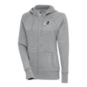 Women's Antigua  Heather Gray Down East Wood Ducks Victory Full-Zip Hoodie