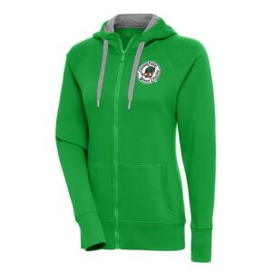 Women's Antigua  Kelly Green Down East Wood Ducks Victory Full-Zip Hoodie