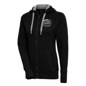 Women's Antigua  Black Great Lakes Loons Victory Full-Zip Hoodie