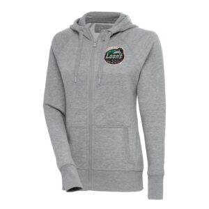 Women's Antigua  Heather Gray Great Lakes Loons Victory Full-Zip Hoodie