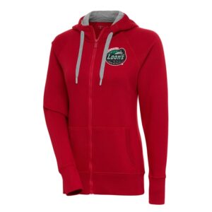 Women's Antigua  Red Great Lakes Loons Victory Full-Zip Hoodie