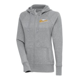 Women's Antigua  Heather Gray Montgomery Biscuits Victory Full-Zip Hoodie