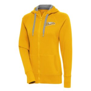 Women's Antigua  Gold Montgomery Biscuits Victory Full-Zip Hoodie