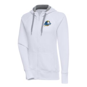 Women's Antigua  White Myrtle Beach Pelicans Victory Full-Zip Hoodie