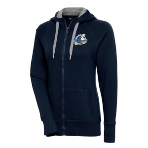 Women's Antigua  Navy Myrtle Beach Pelicans Victory Full-Zip Hoodie