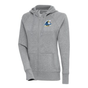 Women's Antigua  Heather Gray Myrtle Beach Pelicans Victory Full-Zip Hoodie