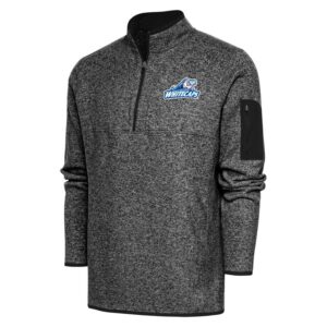 Men's Antigua  Heather Black West Michigan Whitecaps Big & Tall Fortune Quarter-Zip Pullover Jacket