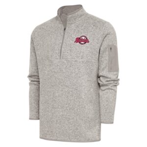 Men's Antigua  Oatmeal Birmingham Barons Fortune Quarter-Zip Pullover Jacket