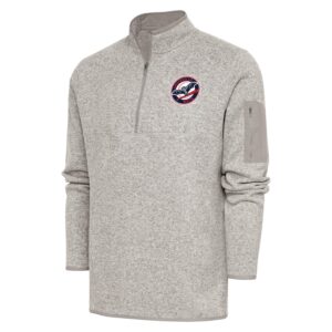 Men's Antigua  Oatmeal Louisville Bats Fortune Quarter-Zip Pullover Jacket