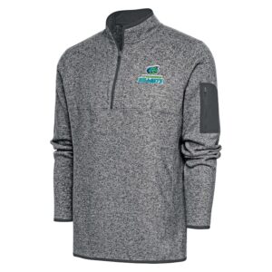 Men's Antigua  Heather Charcoal Lynchburg Hillcats Fortune Quarter-Zip Pullover Jacket