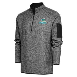 Men's Antigua  Heather Black Lynchburg Hillcats Fortune Quarter-Zip Pullover Jacket