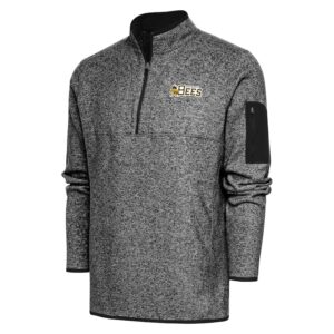 Men's Antigua  Heather Black Salt Lake Bees Fortune Quarter-Zip Pullover Jacket