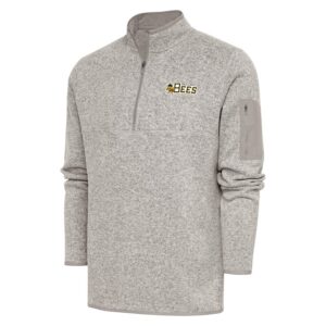 Men's Antigua  Oatmeal Salt Lake Bees Fortune Quarter-Zip Pullover Jacket