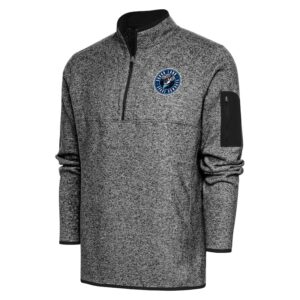 Men's Antigua  Heather Black Sugar Land Space Cowboys Fortune Quarter-Zip Pullover Jacket