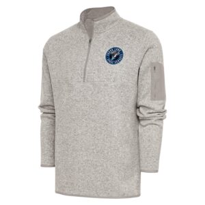 Men's Antigua  Oatmeal Sugar Land Space Cowboys Fortune Quarter-Zip Pullover Jacket
