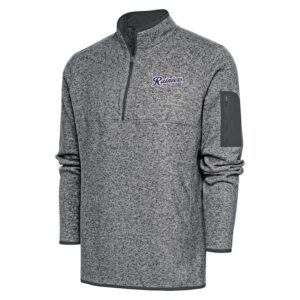 Men's Antigua  Heather Charcoal Tacoma Rainiers Fortune Quarter-Zip Pullover Jacket