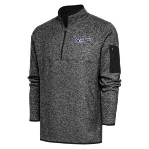 Men's Antigua  Heather Black Tacoma Rainiers Fortune Quarter-Zip Pullover Jacket