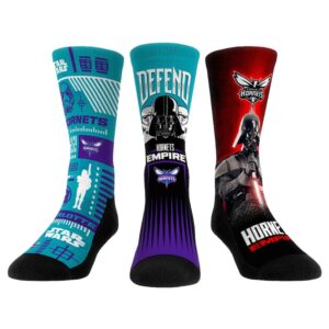 Unisex Rock Em Socks Darth Vader & Stormtrooper Teal Charlotte Hornets Three-Pack Star Wars Crew Socks Set