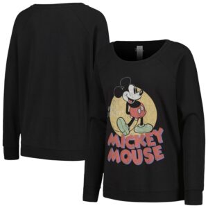Women's  Black Mickey & Friends Mickey Mouse Raglan Pullover Sweatshirt