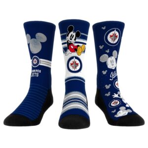 Unisex Rock Em Socks Mickey Mouse Navy Winnipeg Jets Three-Pack Crew Socks Set