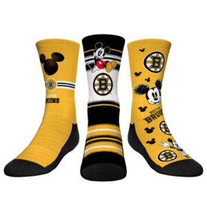 Youth Rock Em Socks Mickey Mouse Gold Boston Bruins Three-Pack Crew Socks Set