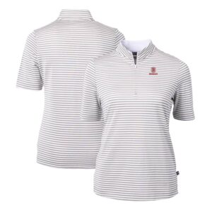Women's Cutter & Buck  Gray Bradley Braves DryTec Virtue Eco Pique Stripe Recycled Polo