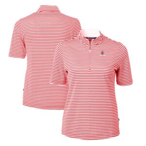 Women's Cutter & Buck  Red Bradley Braves DryTec Virtue Eco Pique Stripe Recycled Polo