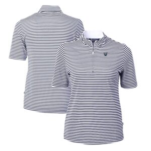 Women's Cutter & Buck  Navy Villanova Wildcats DryTec Virtue Eco Pique Stripe Recycled Polo