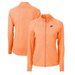 Women's Cutter & Buck  Heather Orange UTEP Miners Adapt Eco Knit Heather Recycled Full-Zip Jacket