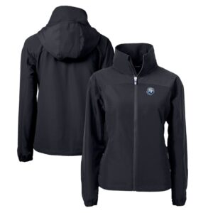 Women's Cutter & Buck  Black Citadel Bulldogs Charter Eco Recycled Full-Zip Jacket