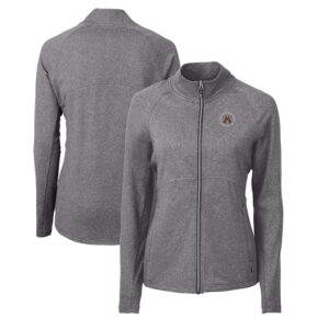 Women's Cutter & Buck  Heather Black Virginia Military Institute Keydets Adapt Eco Knit Heather Recycled Full-Zip Jacket