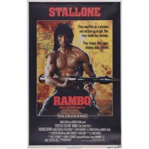 Sylvester Stallone Rambo II Autographed 24" x 36" Movie Poster