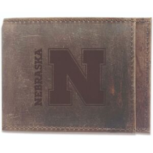 Brown Nebraska Huskers Bifold Leather Wallet
