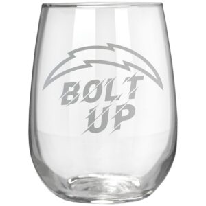 Los Angeles Chargers Etched 17oz. Rally Cry Stemless Wine Glass