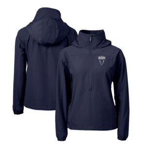 Women's Cutter & Buck  Navy Howard Bison Charter Eco Recycled Half-Zip Anorak Jacket