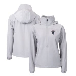 Women's Cutter & Buck  Gray Howard Bison Charter Eco Recycled Half-Zip Anorak Jacket