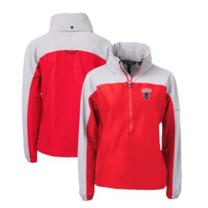 Women's Cutter & Buck  Red Howard Bison Charter Eco Recycled Half-Zip Anorak Jacket
